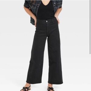 Universal Thread High Rise Sailor Wide Leg Ankle Jeans black size 6